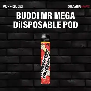 พอตใช้แล้วทิ้ง buddi mr mega กลิ่น สตอเบอร์รี่แตงโม ยกกล่อง สัมผัสความสดชื่นหวานฉ่ำจากสตรอว์เบอร์รีและแตงโม