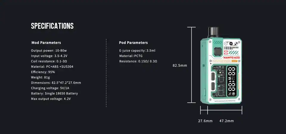 ข้อมูลจำเพาะ พอต Aio Plus ii