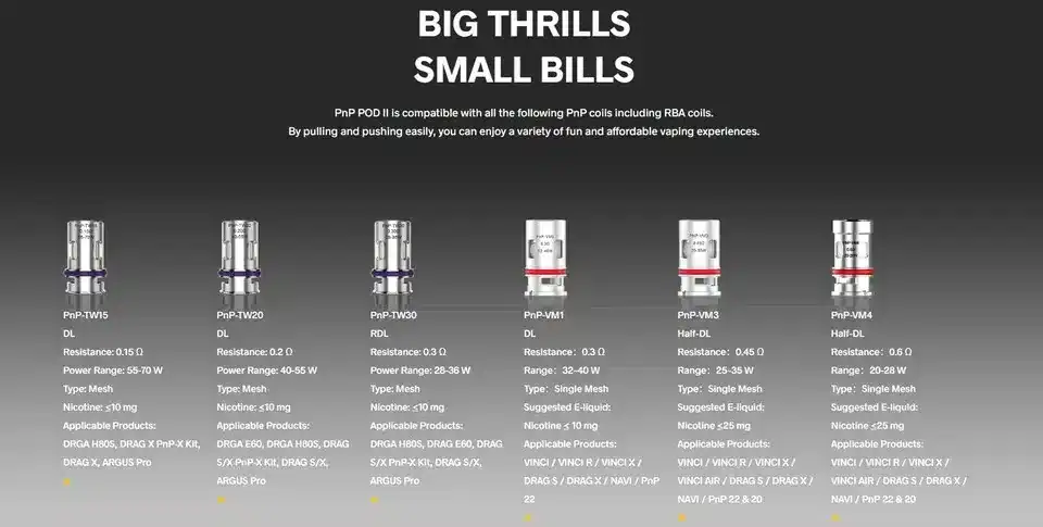 voopoo drag h80s รองรับคอยล์ pnp ได้ทุกตัว