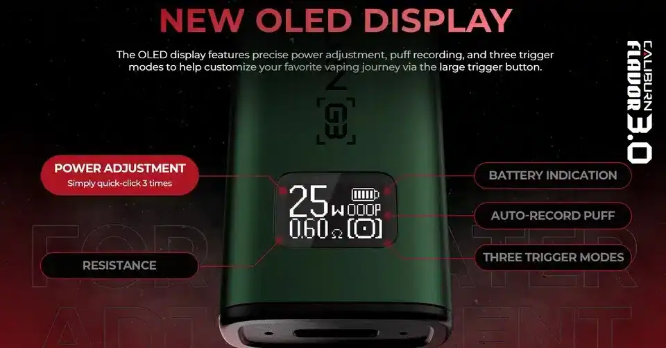 หน้าจอ oled ของ caliburn g3 คมชัด แจ้งผลอย่างแม่นยำ