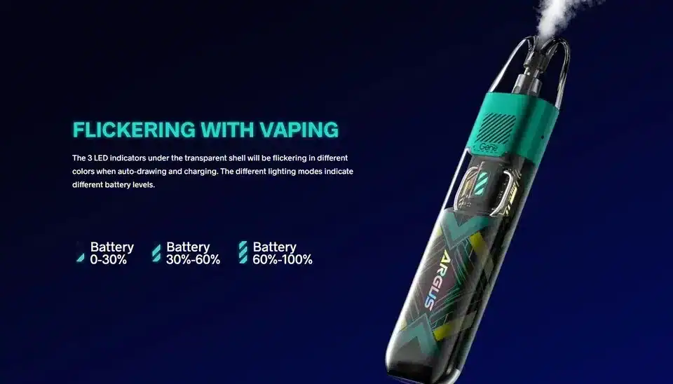 ไฟ led ของ voopoo argus p1s แสดงสถานะของแบตเตอรี่