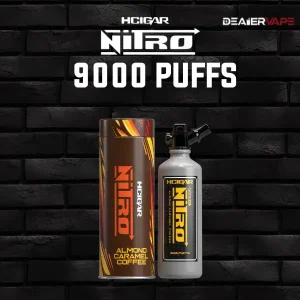 hcigar nitro 9000 puffs กลิ่นกาแฟเเอลม่อนคาราเมล สูบได้ไม่แทงคอ