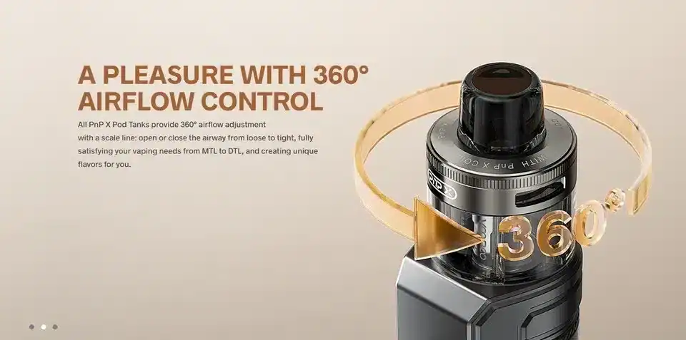 รูลมของ voopoo pnp x pod tank dtl ปรับได้ 360 องศา