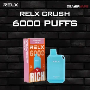 relx crush 6000 กลิ่นสตอเบอรี่ เย็นชื่นใจ สูง่ายสูบเพลิน