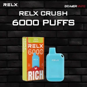 พอตใช้แล้วทิ้ง relx crush disposable 6000 puffs กลิ่นมะม่วง หวานอร่อยหอมชื่นใจ