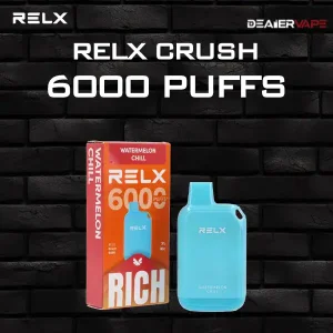 relx crush 6000 puff กลิ่นแตงโม หอมอร่อยเย็นสดชื่น