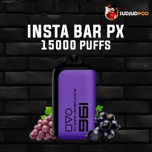 Insta Bar PX 15000 Puffs กลิ่นแบล็คเคอร์แรนท์องุ่นไอซ์ – หวานหอมเข้มข้น พร้อมความเย็นสดชื่นกำลังดี