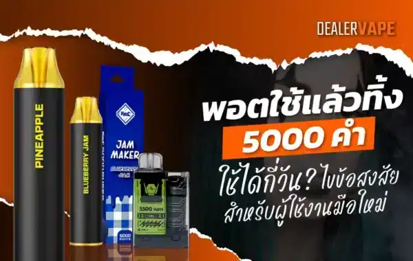 พอตใช้แล้วทิ้ง 5000 คำ ใช้ได้กี่วัน ข้อมูลการใช้งานและอายุการใช้งานสำหรับผู้เริ่มต้น