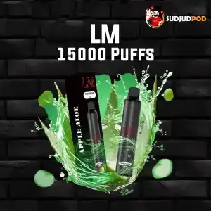 lm 15000 puffs กลิ่นแอปเปิ้ล + ว่านหางจระเข้ หวานนวล