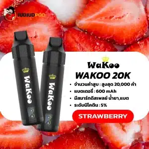 Wakoo 20k Strawberry กลิ่นสตรอว์เบอร์รี หอมหวานละมุน ได้ฟีลลูกกวาดสตรอว์เบอร์รีที่คุ้นเคย สูบง่าย