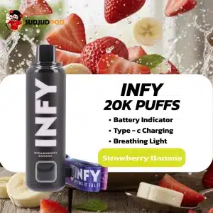 INFY 20K กลิ่นสตรอว์เบอร์รี่กล้วย — กลิ่นผลไม้หวานละมุน สูบนุ่มฟีลดี